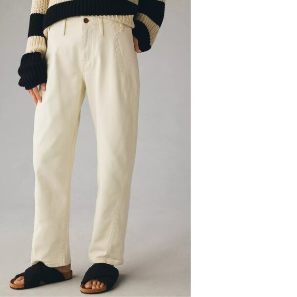 Pilcro The Curved Mid-Rise Taper Jeans size 32 new with tag ivory color nwt - Picture 2 of 4